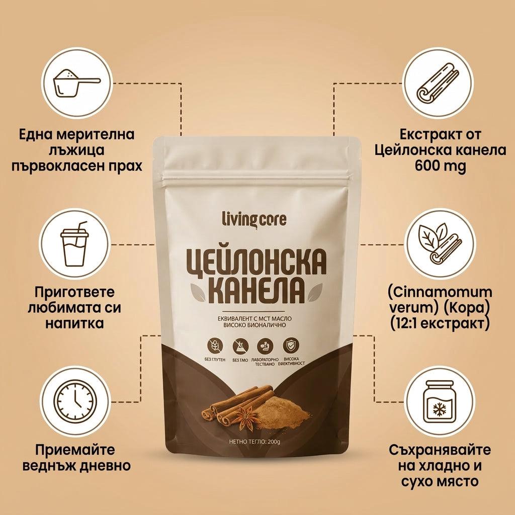LivingCore® Био цейлонска канела на прах