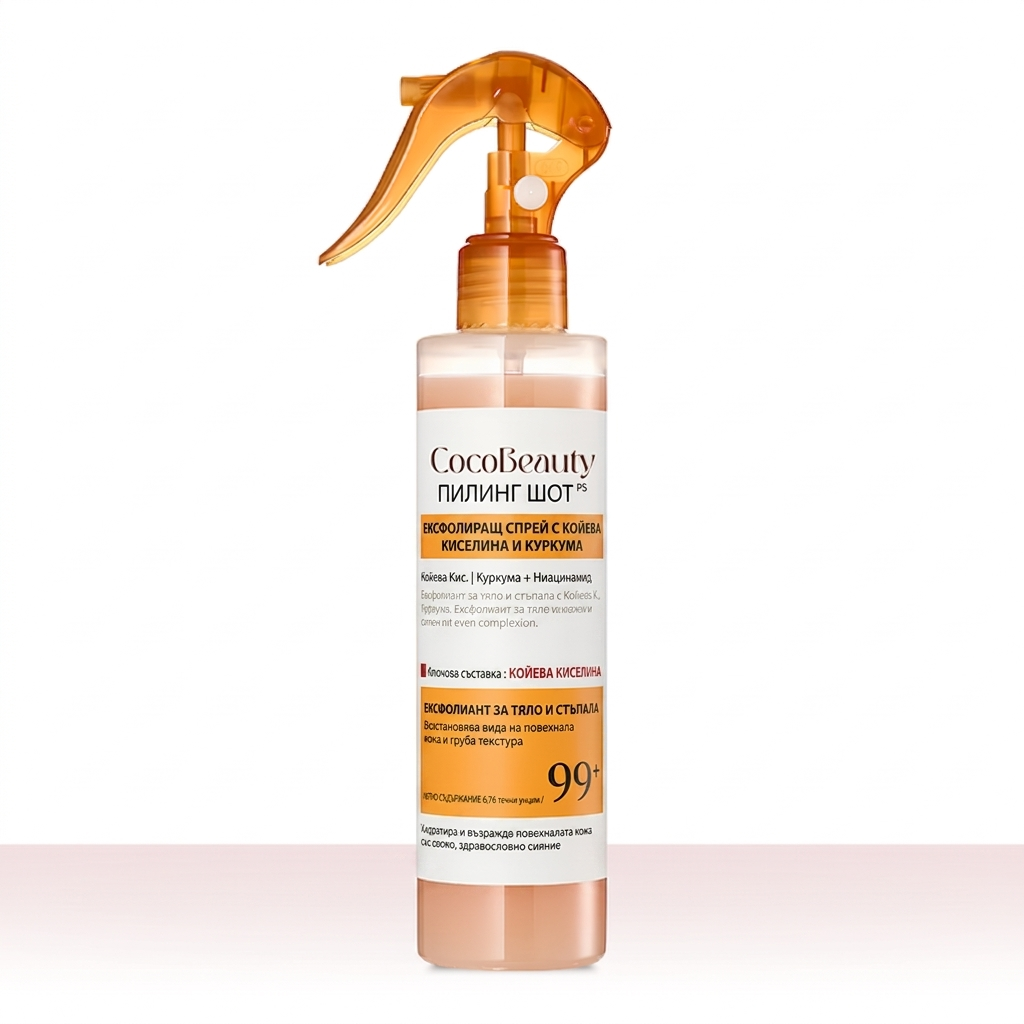 CocoBeauty Peel Shot – пилинг спрей за тяло с койова киселина и куркума